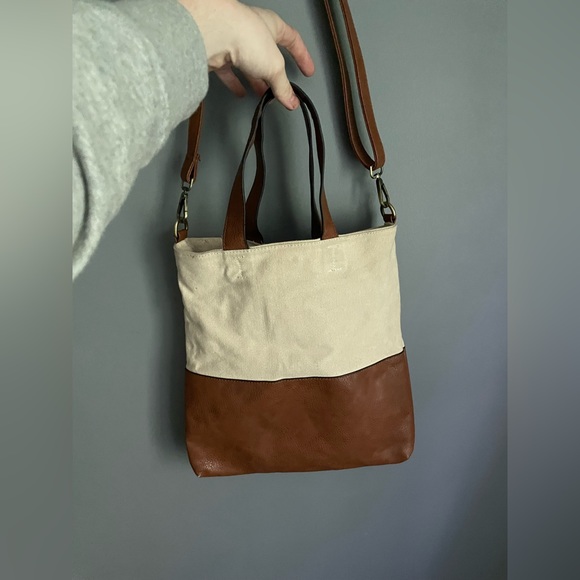 Free People Canvas Vegan Leather Tote Bag - Picture 2 of 6